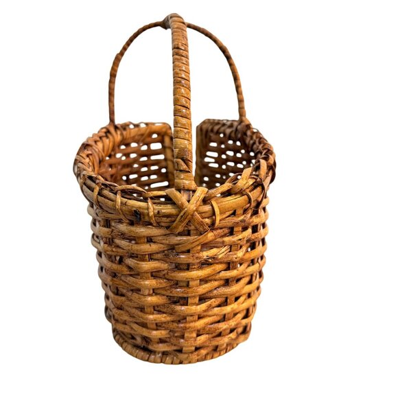 Rustic Wine Bottle Basket Caddy Woven Rattan Metal Grapevine Home Kitchen Decor - Picture 7 of 15